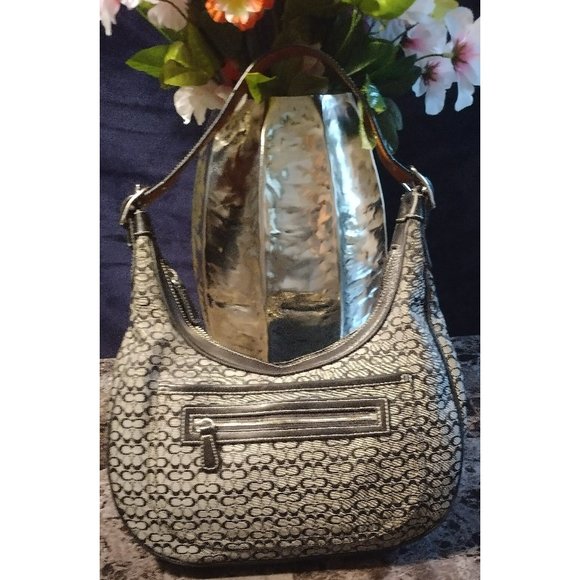 Coach - Authentic Black & Grey Signature Soho Hobo Handbag - Picture 1 of 6